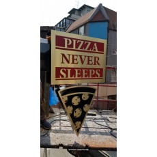 [신사동 간판] PIZZA NEVER SLEEPS 티타늄 돌출 간판